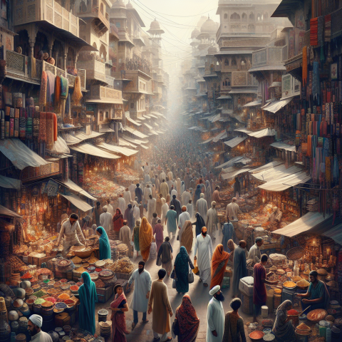 Indian Market Scene Composition